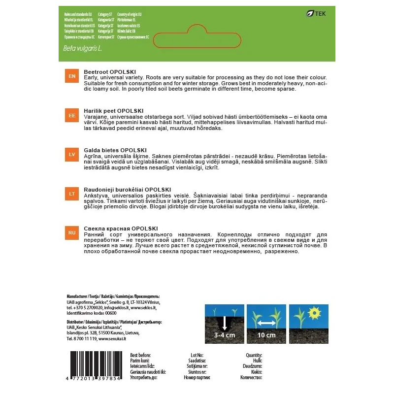 Sēklas Garden Center, galda bietes OPOLSKI, 5 g