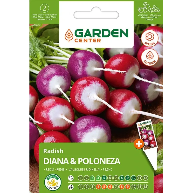 Sēklas Garden Center, redīsi DIANA AND POLONEZA, 3 g