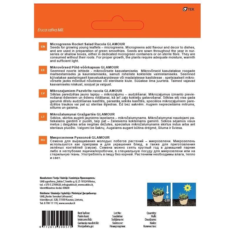 Sēklas garšv. diedz. rukola glamour 10g