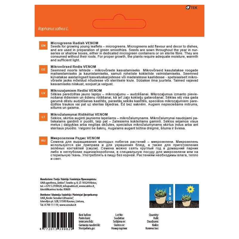 Sēklas dārzeņu diedz. redīsi venom 10g