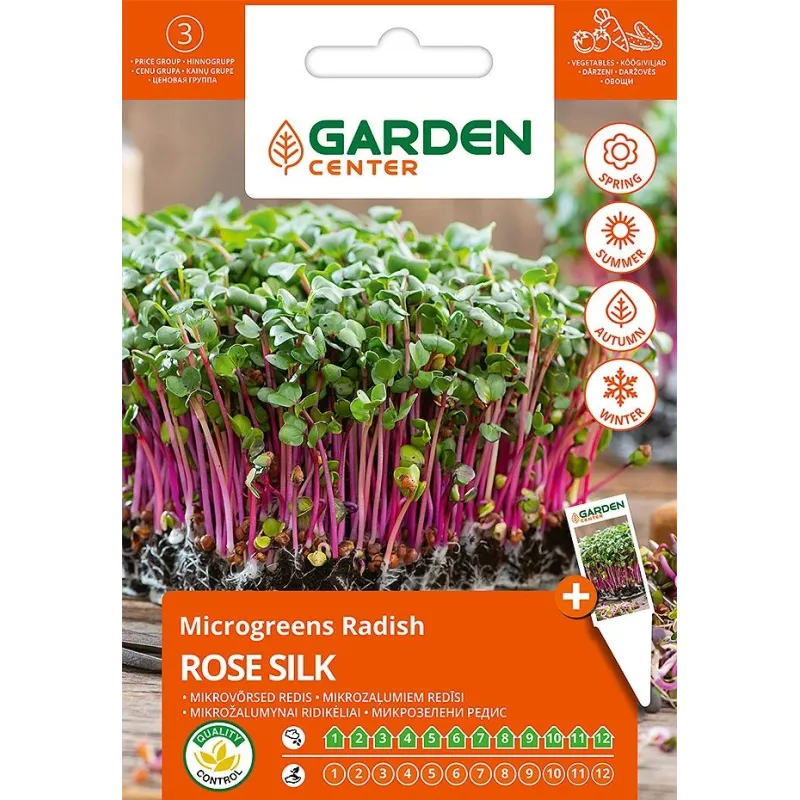 Sēklas Garden Center dīgšanas, redīsi ROSE SILK, 10 g