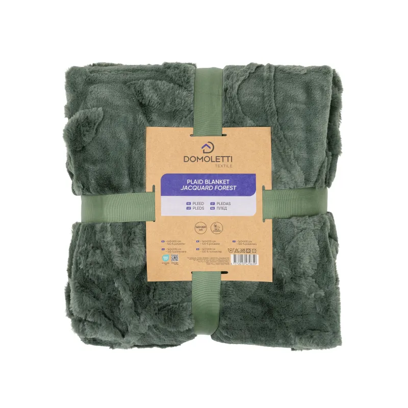 Pleed Domoletti Jacquard Forest, roheline, 140 cm x 200 cm