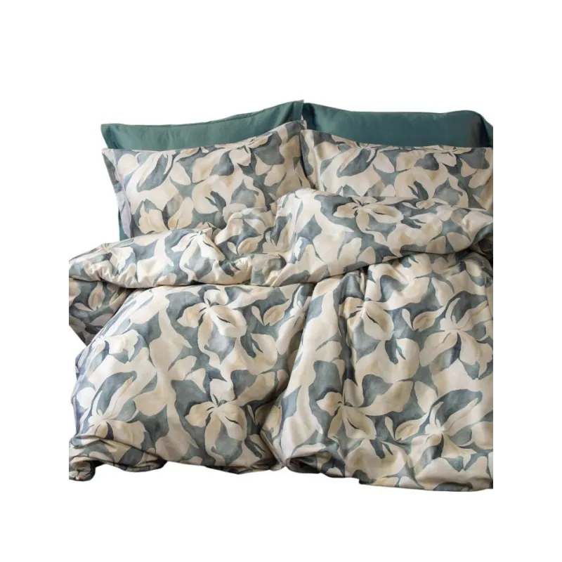 Voodipesukomplekt Domoletti NEXUS, valge-roheline-hall, 140 x 200 cm