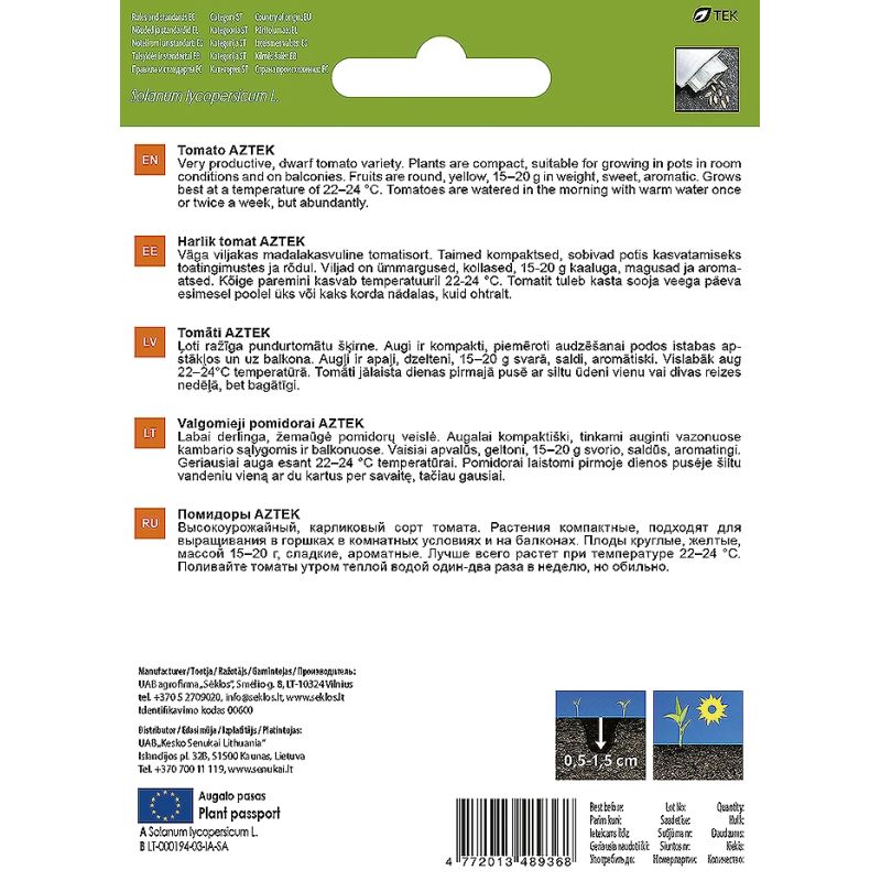 Sēklas dārzeņu tomātu aztek 0.2g
