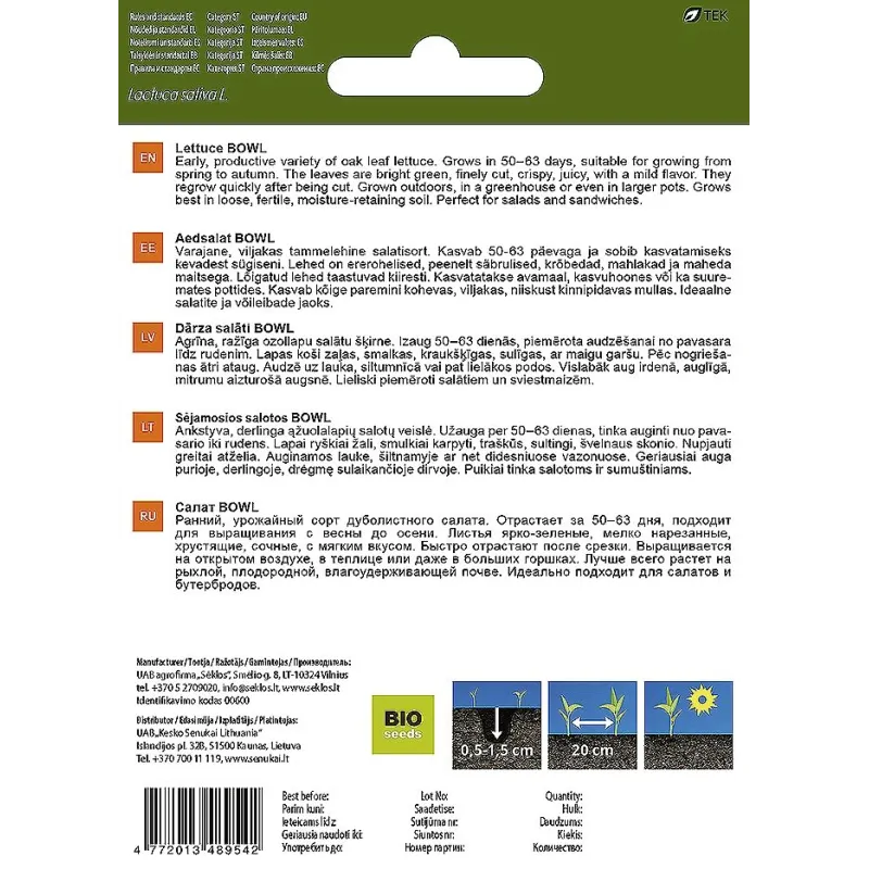 Sēklas Garden Center, salāti BOWL, 1 g