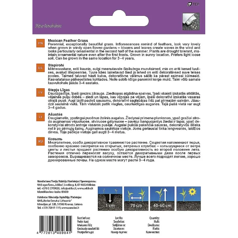 Sēklas Garden Center spalvu zāle, 0.1 g