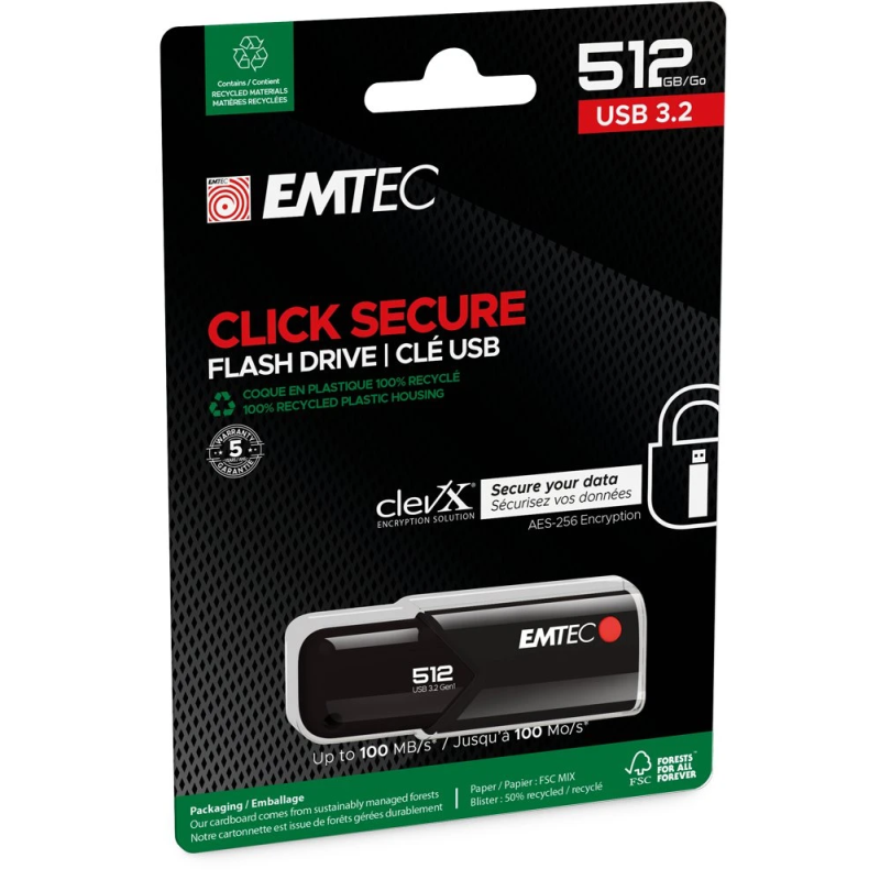 Emtec USB3.2 Click Secure B120 512GB