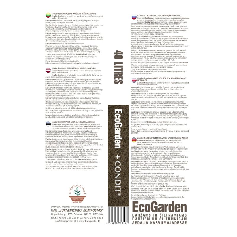 Komposts ecogarden dārzam un siltumn 40l
