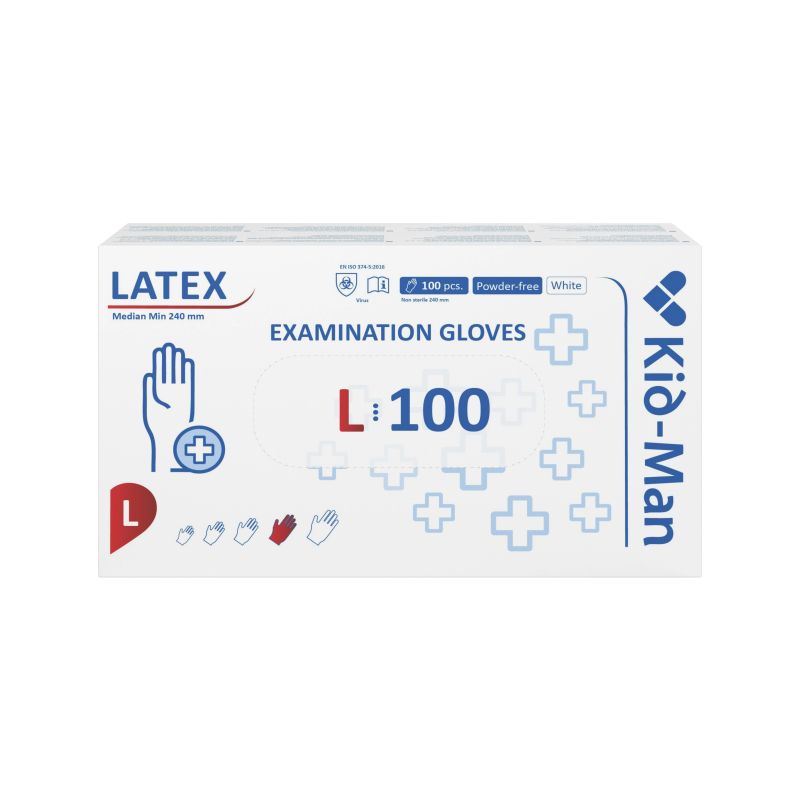 Lateksinės pirštinės Kid-Man N100, dydis L