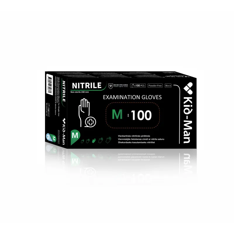 Vienreizlietojamie nitrila cimdi melni, izmērs M, 100 gab. iepakojumā