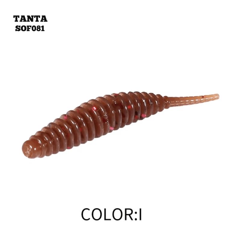 Silikona ēsma AsaTsuri Tanta Brown Red Flake, garums 2,5 cm, 20 gab.