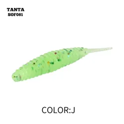 Silikona ēsma AsaTsuri Tanta Chartreuse Glitter, garums 2,5 cm, 20 gab.