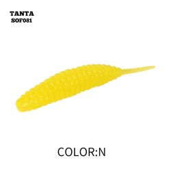 Silikona ēsma AsaTsuri Tanta Hot Yellow, garums 2,5 cm, 20 gab.