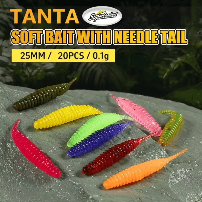 Silikona ēsma AsaTsuri Tanta Hot Yellow, garums 2,5 cm, 20 gab.