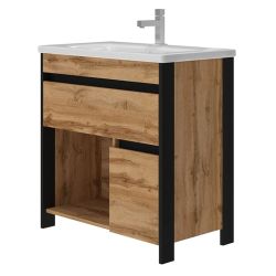 Vannas skapis Bronx 80 ar izlietni Soft 80 Ozols