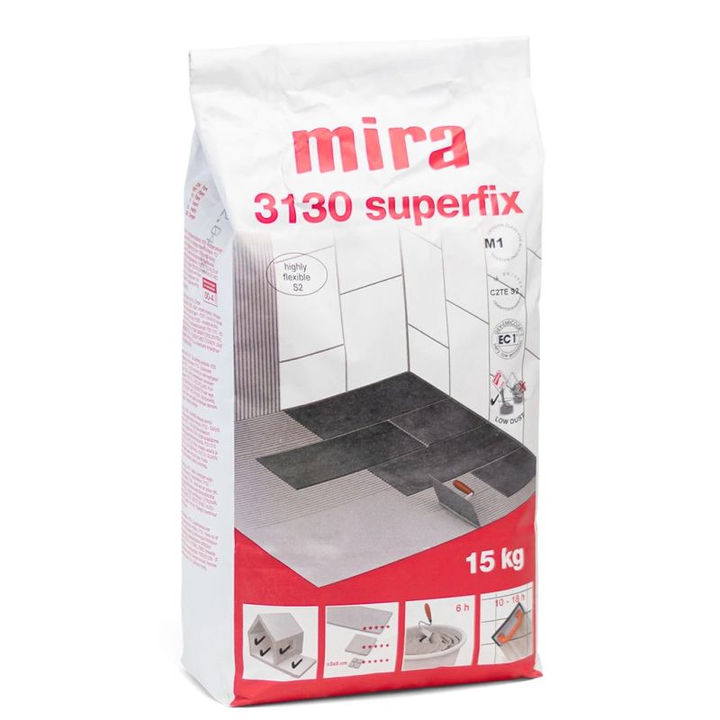 Līme flīžu mira superfix 3130 15kg balta