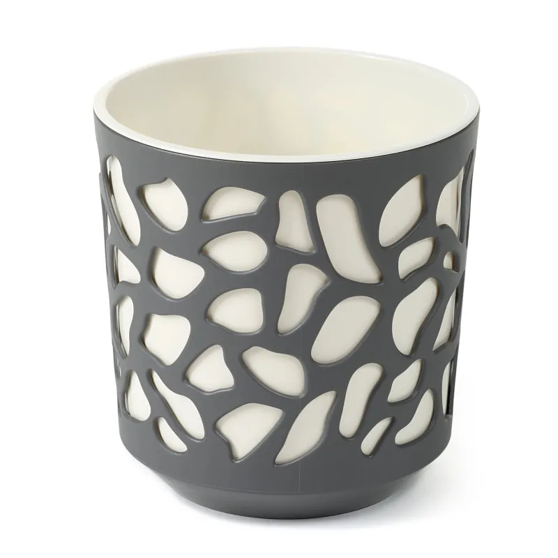 Puķu pods Lamela Duet 761-18, plastmasa, balta krās.-pelēka krās.