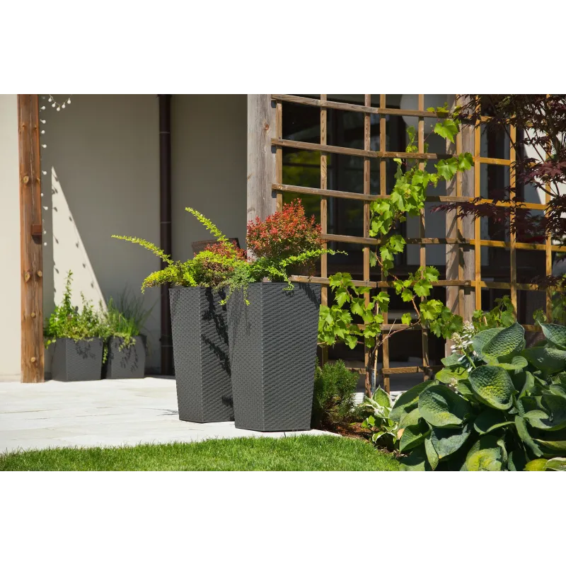 Puķu pods Lamela Rattan 576-50, plastmasa, pelēka krās.