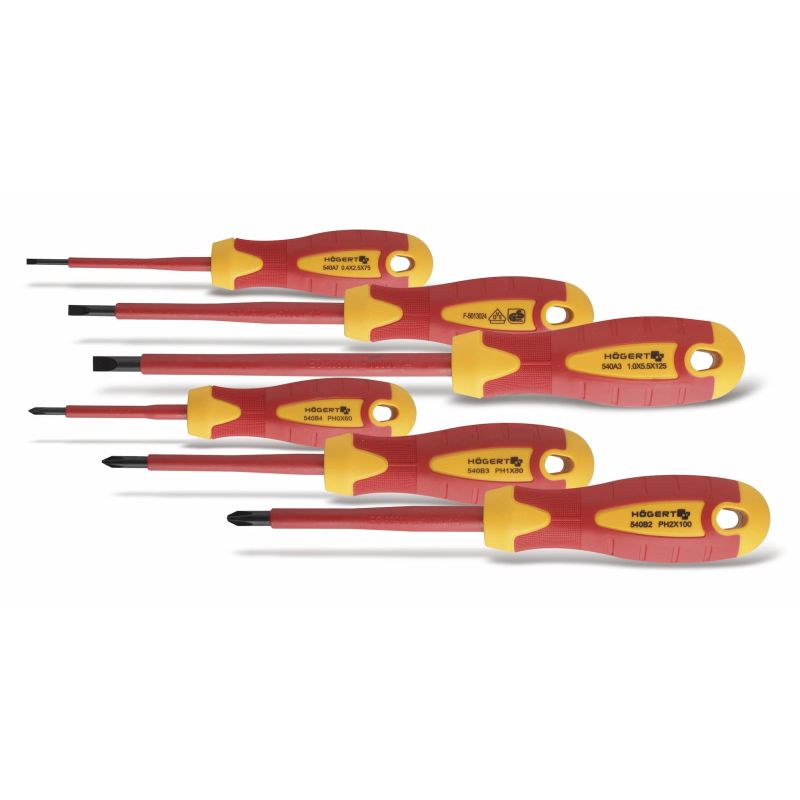 Izoliuotų atsuktuvų rinkinys 1000 V, plienas S2, 6 vnt.