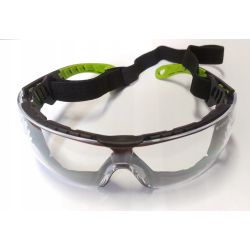 Aizsargbrilles caurspīdīgas, ietvars zaļš