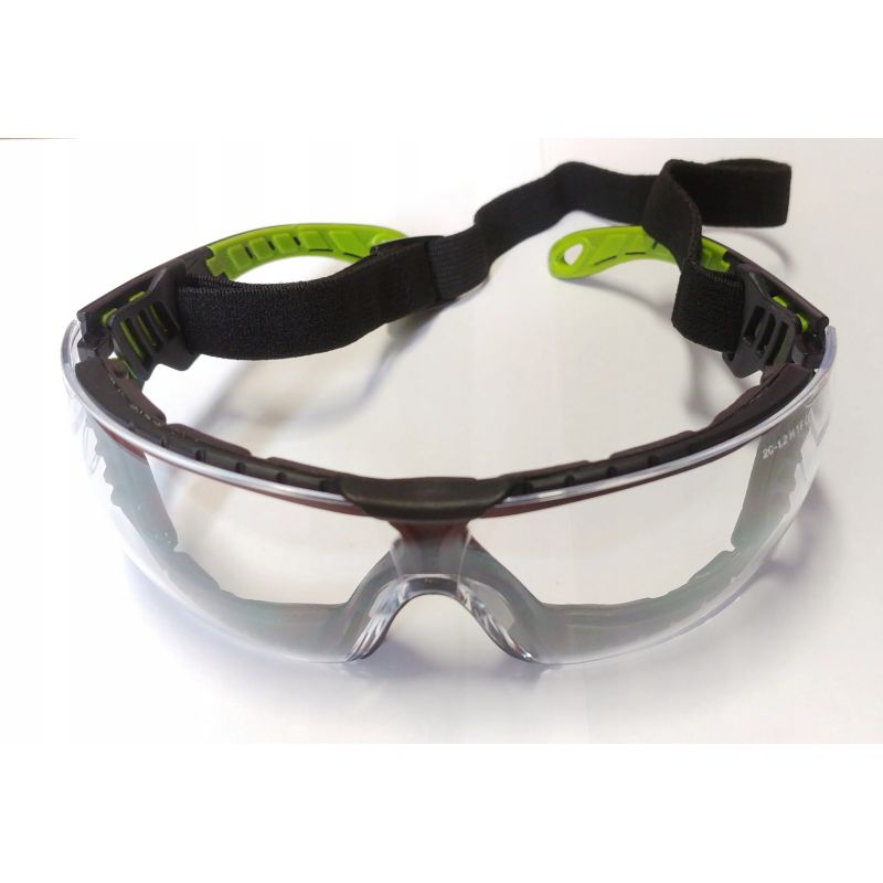 Aizsargbrilles caurspīdīgas, ietvars zaļš