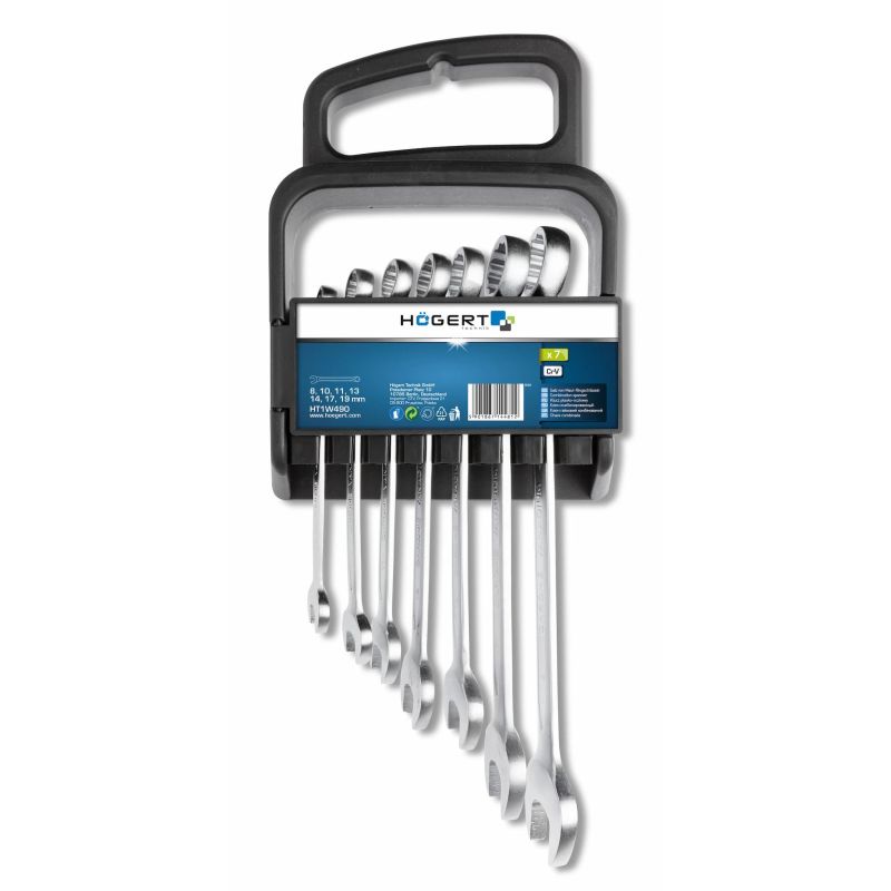 Kombinēto atslēgu komplekts 7gb, 8-19 mm, CrV, DIN 3113