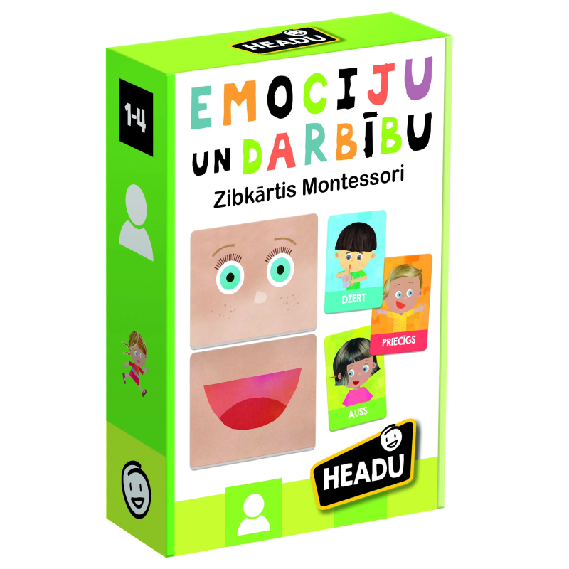 HEADU Montessori zibkartītes "Emocijas un darbības" ,latviešu val.,