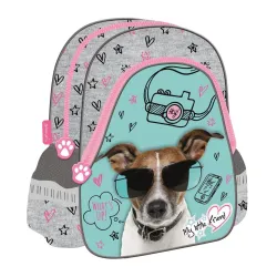 Bērnu mugursoma 5903235628535, zaļa-pelēka, 21 cm x 12.5 cm x 27 cm