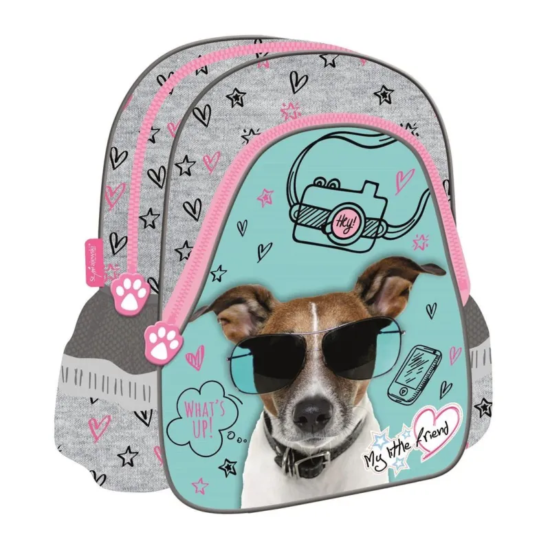 Bērnu mugursoma 5903235628535, zaļa-pelēka, 21 cm x 12.5 cm x 27 cm