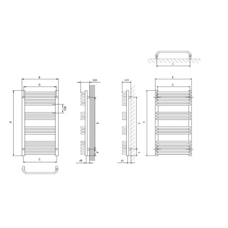 Elektriskais dvieļu žāvētāja stienis Terma Anno, heban krās., 50 cm x 90 cm, 400 W