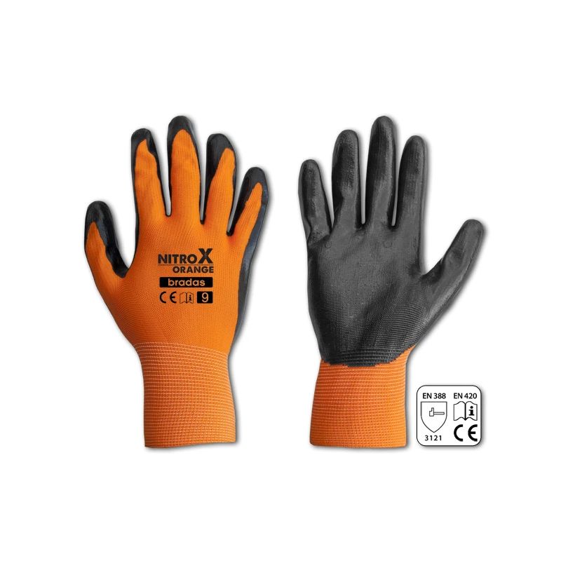 Adītie cimdi, ar nitrīla pārklājumu, 10 izm.