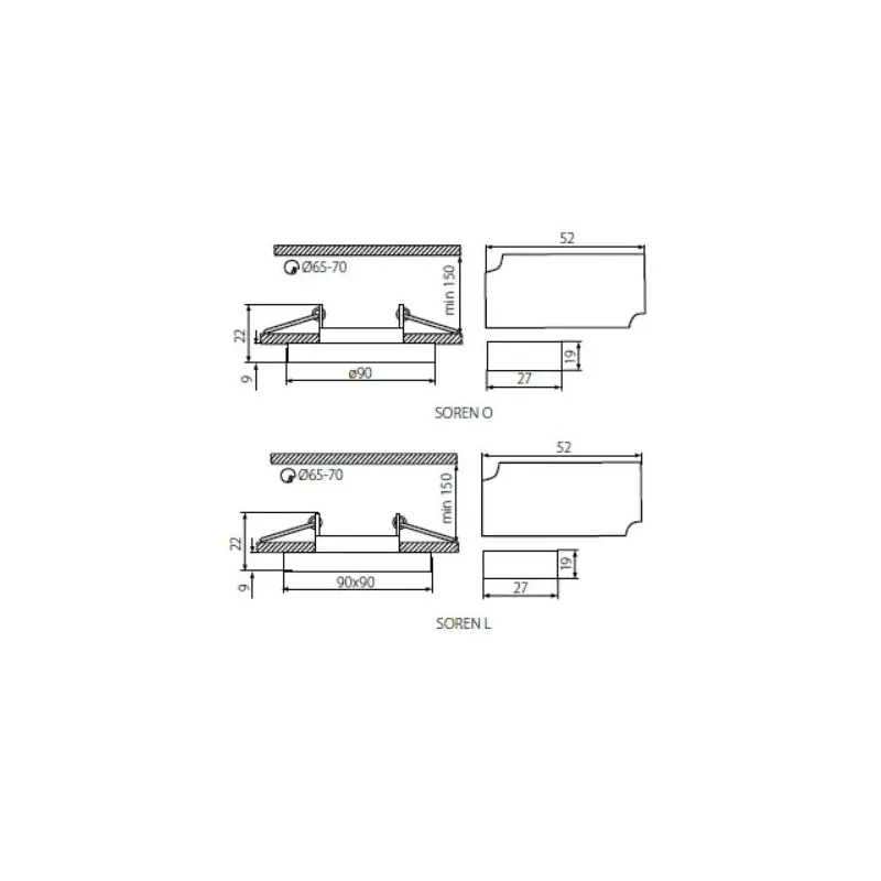 Lampa padziļinājums Kanlux Soren, GU10, caurspīdīga krās.