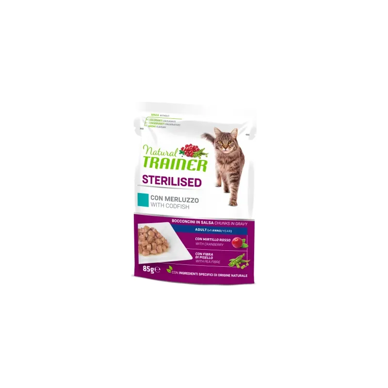 NT KONS. CAT SP. STER. CODFISH BUSTA 85G - pilnvērtīga un sabalansēta barība, konservi ar menci sterilizētiem kaķiem.