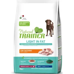 NATURAL TRAINER DOG WEIGHT CARE ADULT MEDIUM-MAXI TURKEY 3KG - Pilnvērtīga un sabalansēta barība svara kontrolei lielo-vidējo