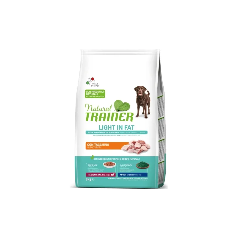 NATURAL TRAINER DOG WEIGHT CARE ADULT MEDIUM-MAXI TURKEY 3KG - Pilnvērtīga un sabalansēta barība svara kontrolei lielo-vidējo