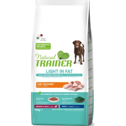 NATURAL TRAINER DOG WEIGHT CARE ADULT MEDIUM-MAXI TURKEY 12KG - Pilnvērtīga un sabalansēta barība svara kontrolei lielo-vidējo