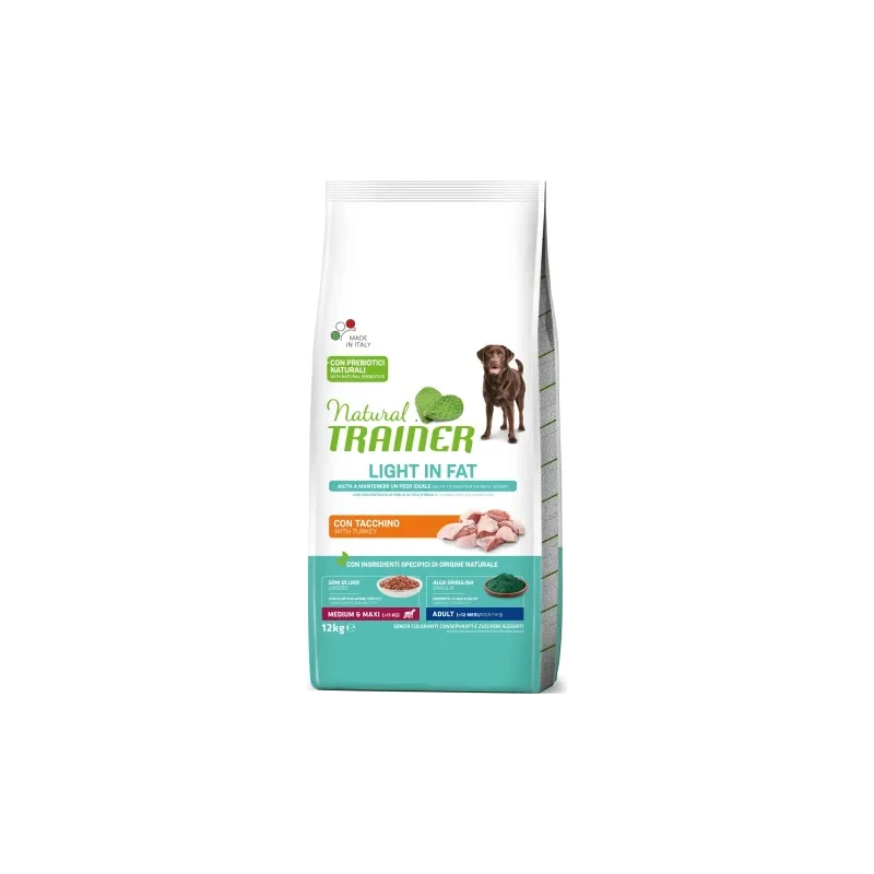 NATURAL TRAINER DOG WEIGHT CARE ADULT MEDIUM-MAXI TURKEY 12KG - Pilnvērtīga un sabalansēta barība svara kontrolei lielo-vidējo