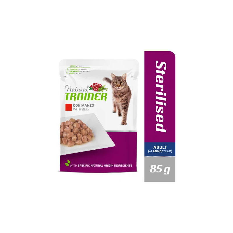 NT STERILISED BEEF BUSTA 85G - KONSERVI AR LIELLOPU PIEAUGUŠIEM STERILIZĒTIEM KAĶIEM ,12gb,