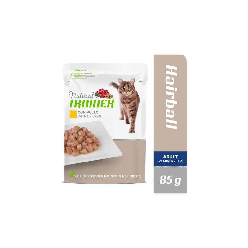 NT HAIRBALL CHICKEN BUSTA 85G - KONSERVI AR VISTU SPALVU IZVADĪŠANAI PIEAUGUŠIEM KAĶIEM ,12gb,