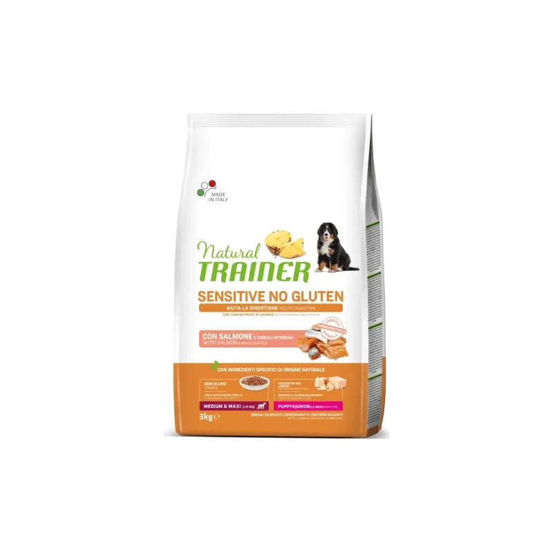 NT DOG Sensitive No Gluten Puppy&Junior Medium-Maxi S&R 60gr - pilnvērtīga barība lielo un vidējo šķirņu kucēniem un junioriem,