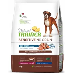 Nt dog sensitive no grain adult medium-maxi trout 3 kg - bezgraudu sausā bariba ar foreli vidējo un lielo šķirņu ,1–10kg,