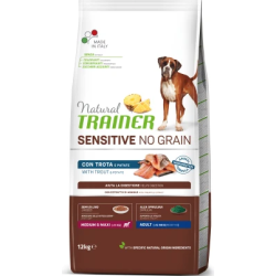 bdi NT DOG SENSITIVE NO GRAIN ADULT MEDIUM-MAXI TROUT 12 KG - Pilnvērtīga un sabalansēta bezgraudu barība pieaugušiem vidēja un