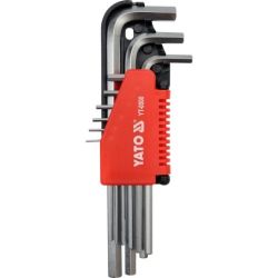Hex key set 9 pcs., CrV6150, elongated