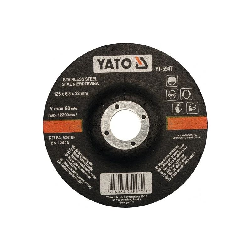 Slīpēšanas disks metālam D125x6.8x22 mm, INOX