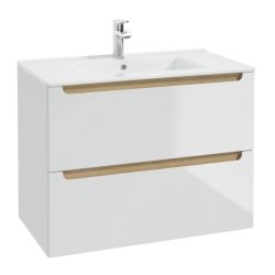 Vannas skapis STILLA Deftrans ar izlietni Plan 80cm balts+ozols