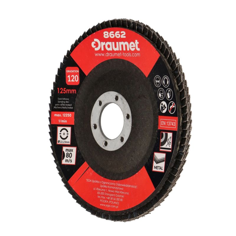 Vēdekļveida slīp.disks D125x22 mm, P120