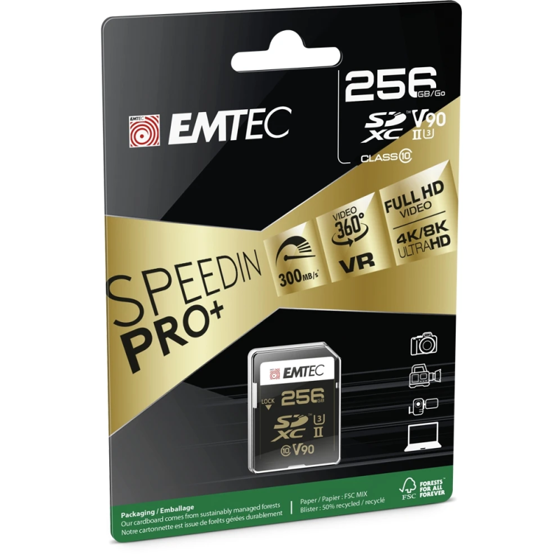Emtec SDXC 256GB UHS-II V90 SpeedIN Pro+