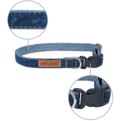Kaelarihm koertele Amiplay Denim, tumesinine v., 200 - 350 mm x 10 mm, 20-35