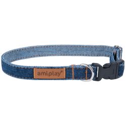 Kakla siksna reg.denim l 35-50x2cm t zil