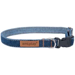 Kakla siksna reg.denim l 35-50x2cm t zil